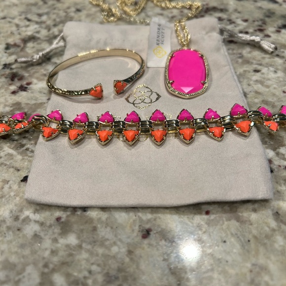 Vintage Kendra Scott Gold Neon Pink and Orange Jewelry Collection - Picture 2 of 2
